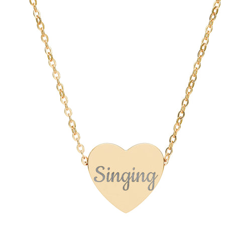 Engraved 'Singing' Heart Necklace — Personalized Music Lover Pendant