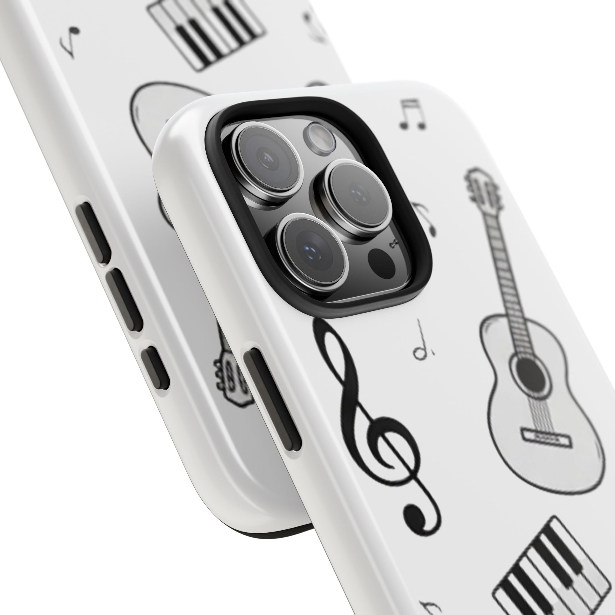 Black Music Icons Tough Phone Case | Guitar, Microphone, Keyboard, Headphones