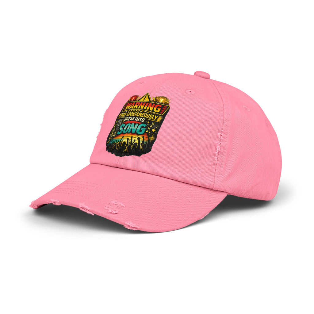 Distressed Cap — "Warning I May Spontaneously Break Into Song" Music Lover Hat