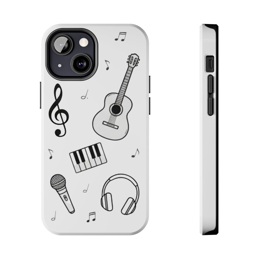 Black Music Icons Tough Phone Case | Guitar, Microphone, Keyboard, Headphones