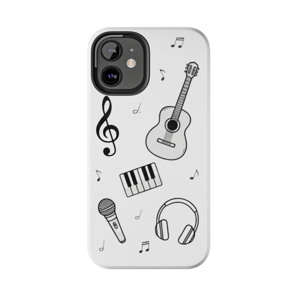 Black Music Icons Tough Phone Case | Guitar, Microphone, Keyboard, Headphones