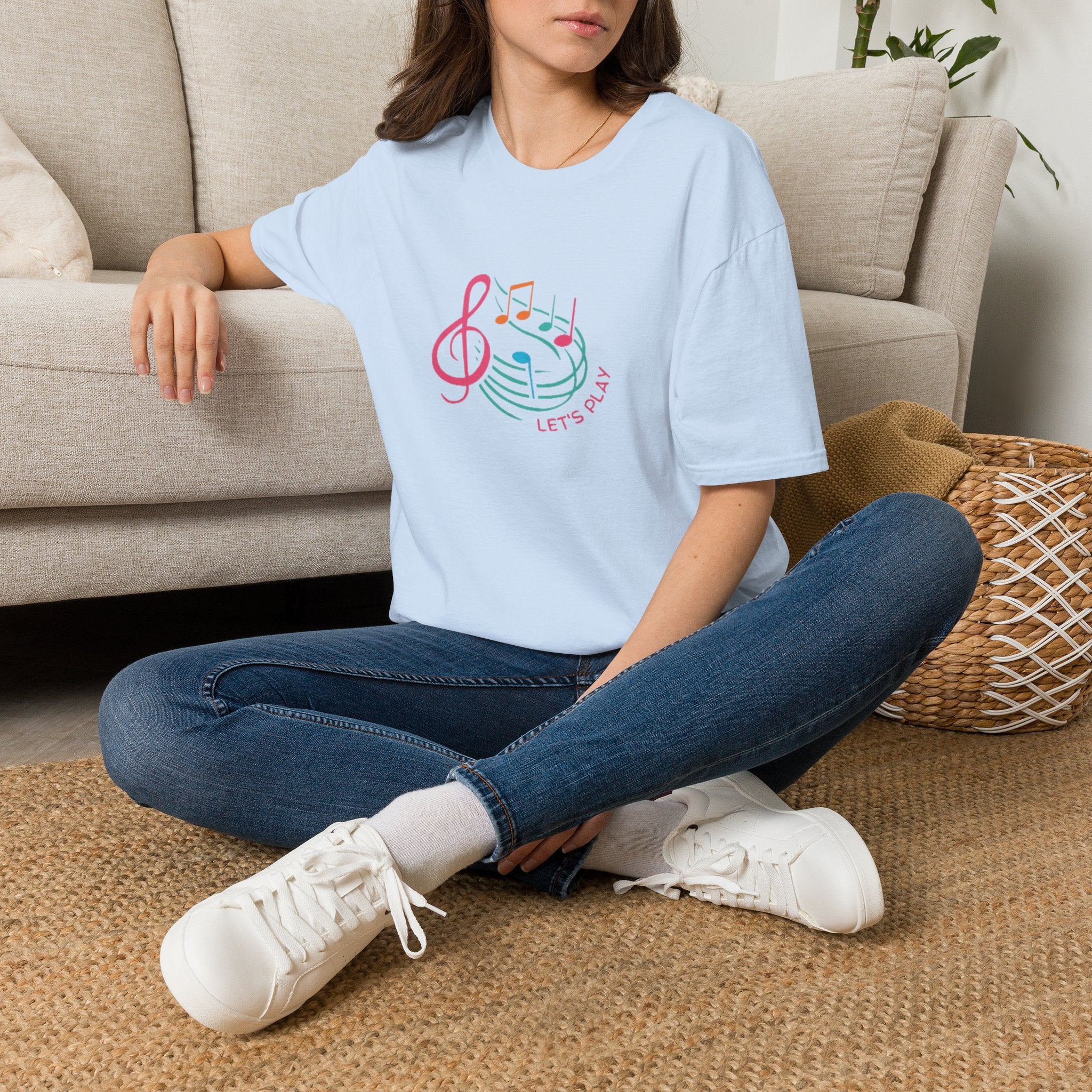 Let's Play Music T-Shirt — Colorful Treble Clef & Notes Graphic