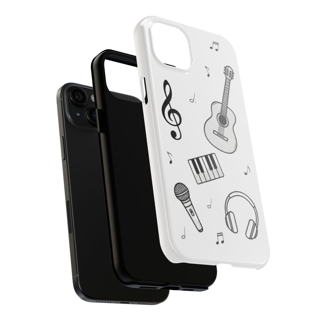 Black Music Icons Tough Phone Case | Guitar, Microphone, Keyboard, Headphones