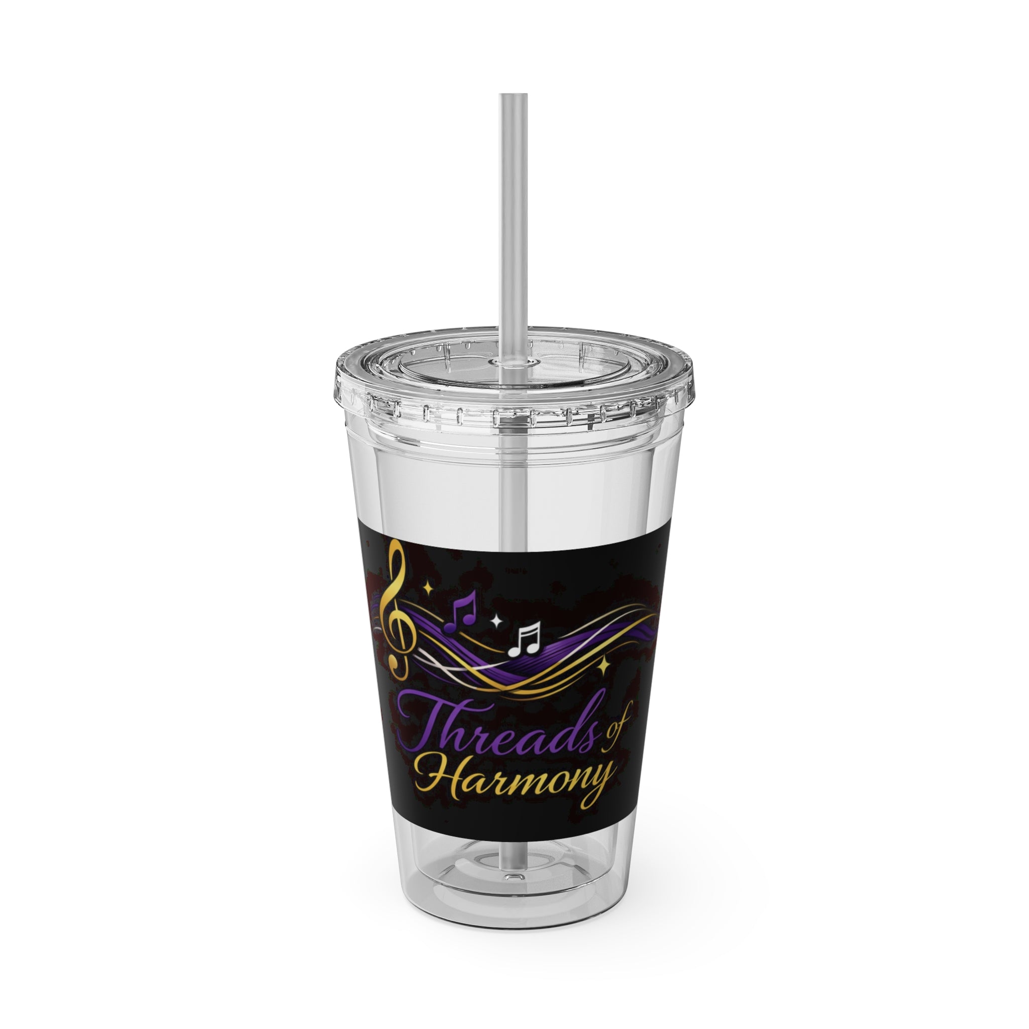 Thread & Harmony 16oz Tumbler with Straw – Music Note Graphic
