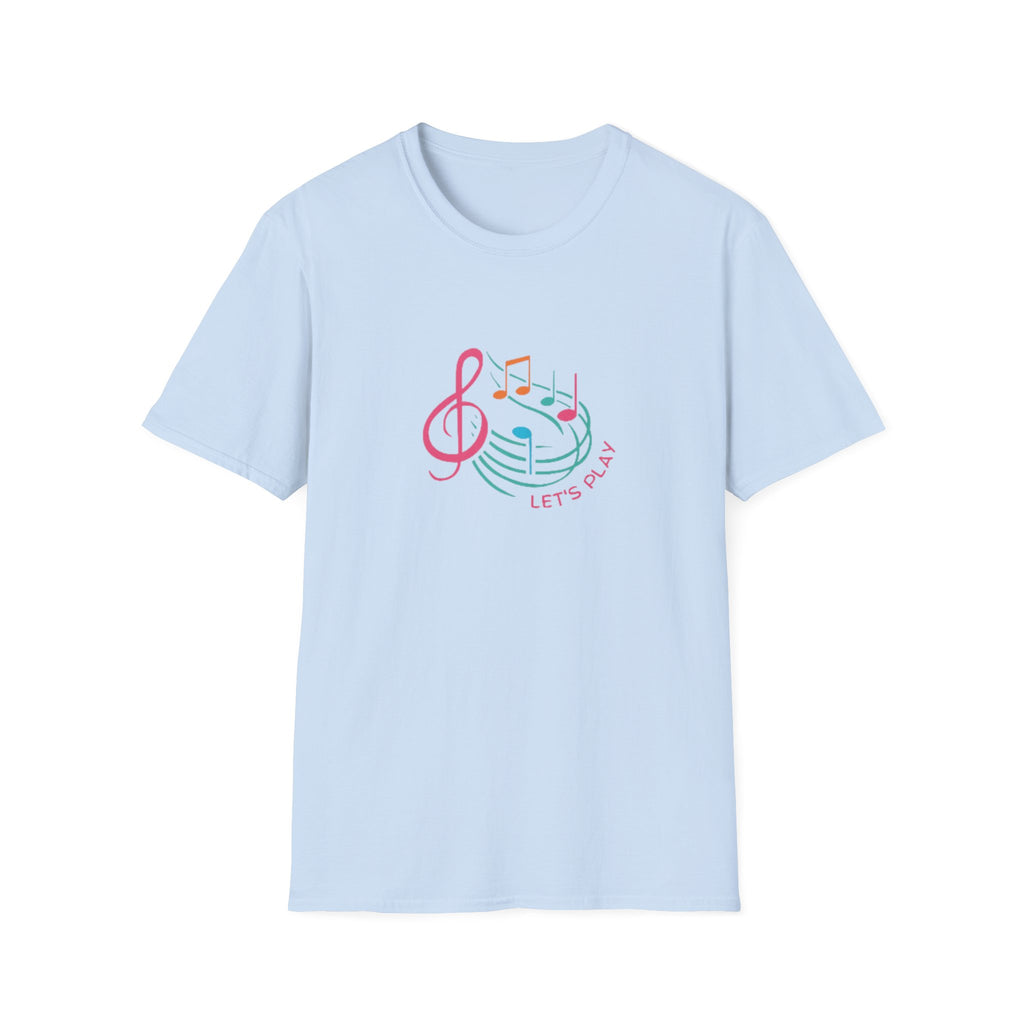Let's Play Music T-Shirt — Colorful Treble Clef & Notes Graphic