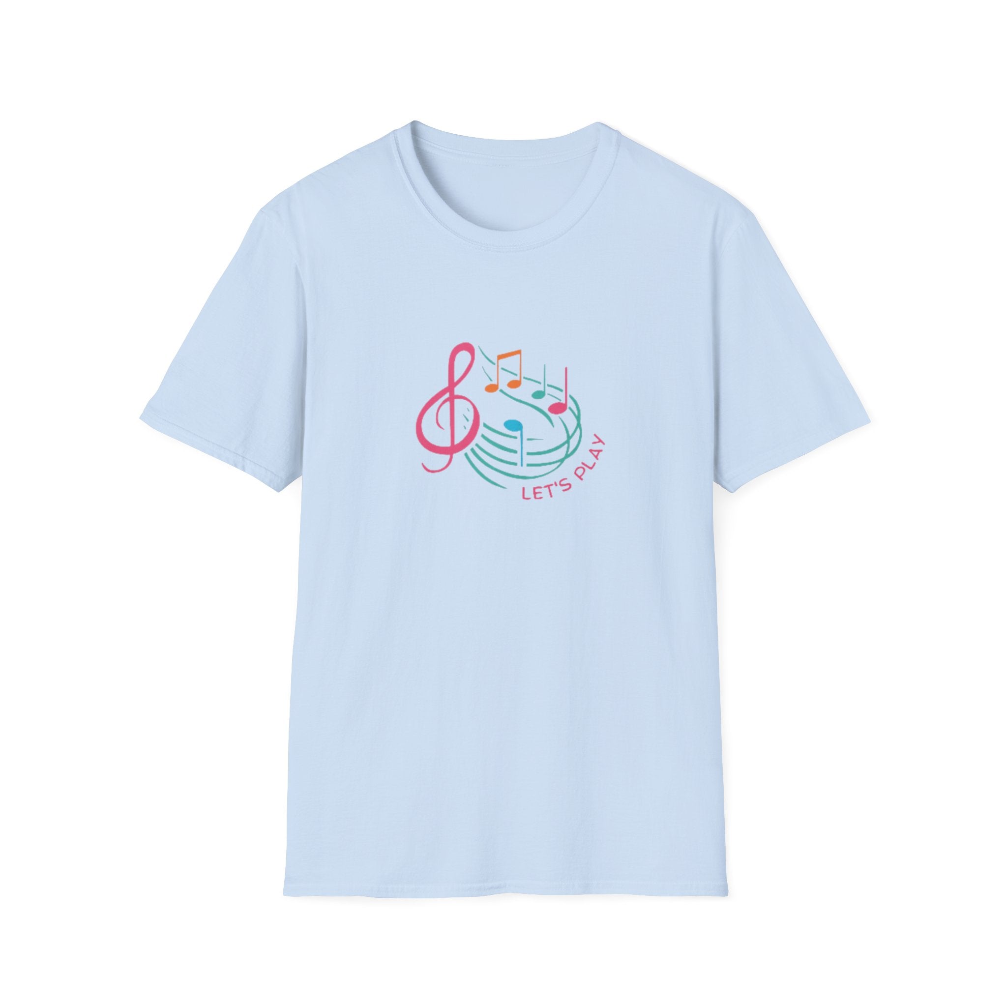 Let's Play Music T-Shirt — Colorful Treble Clef & Notes Graphic