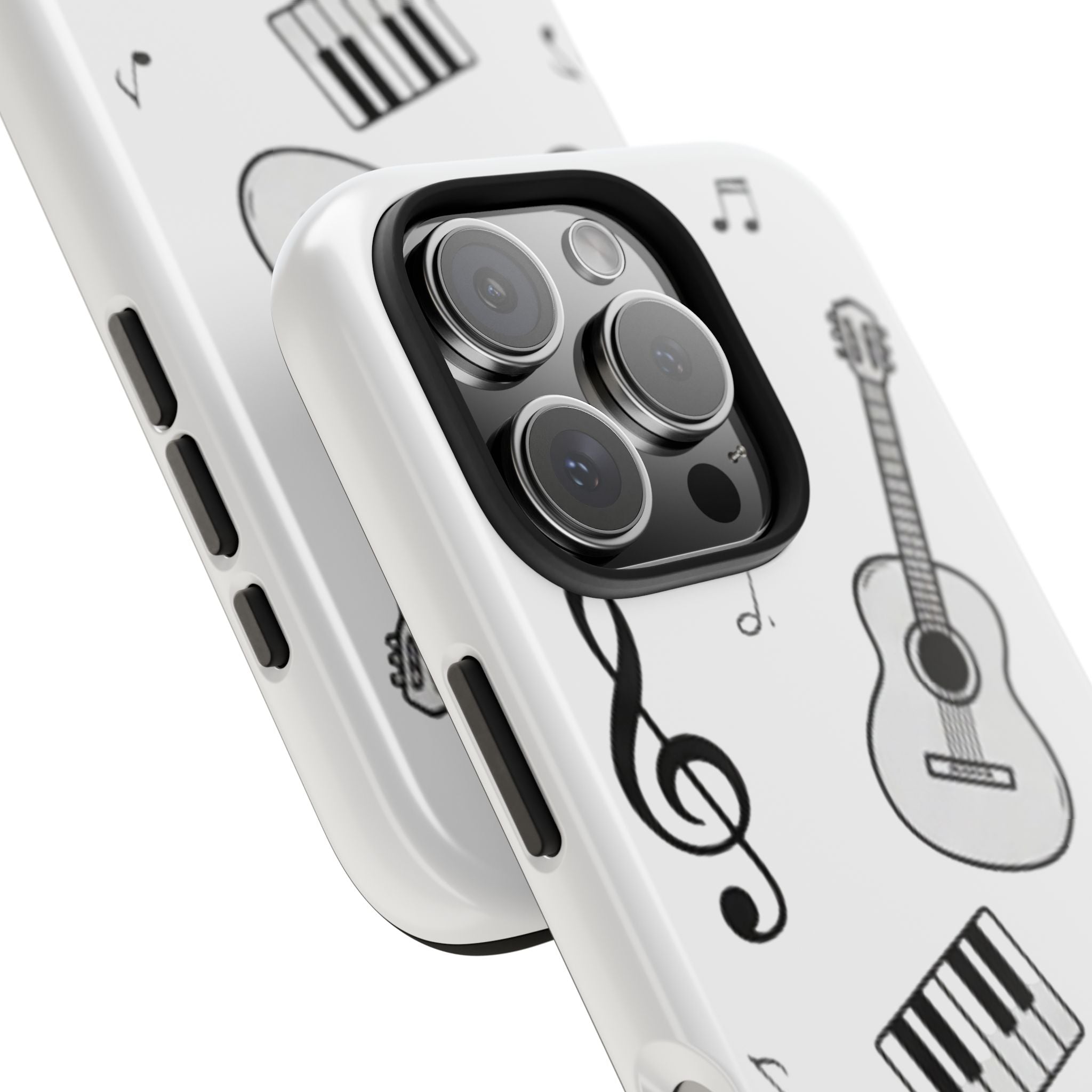 Black Music Icons Tough Phone Case | Guitar, Microphone, Keyboard, Headphones