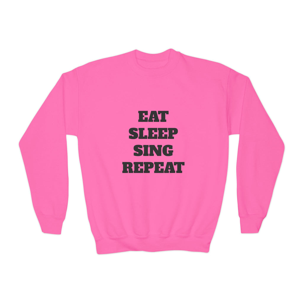 Youth Crewneck Sweatshirt – "Eat Sleep Sing Repeat" Kids Music Lover Pullover