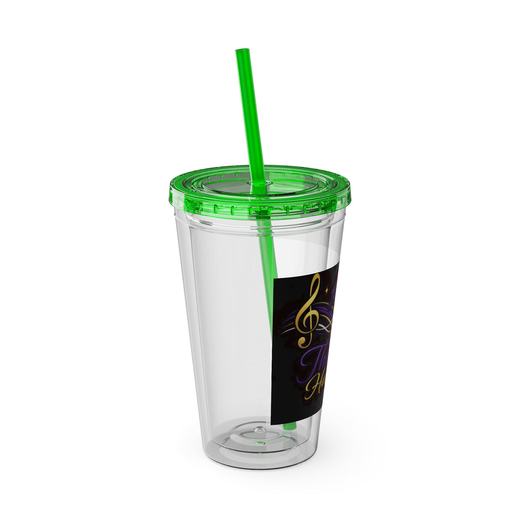 Thread & Harmony 16oz Tumbler with Straw – Music Note Graphic