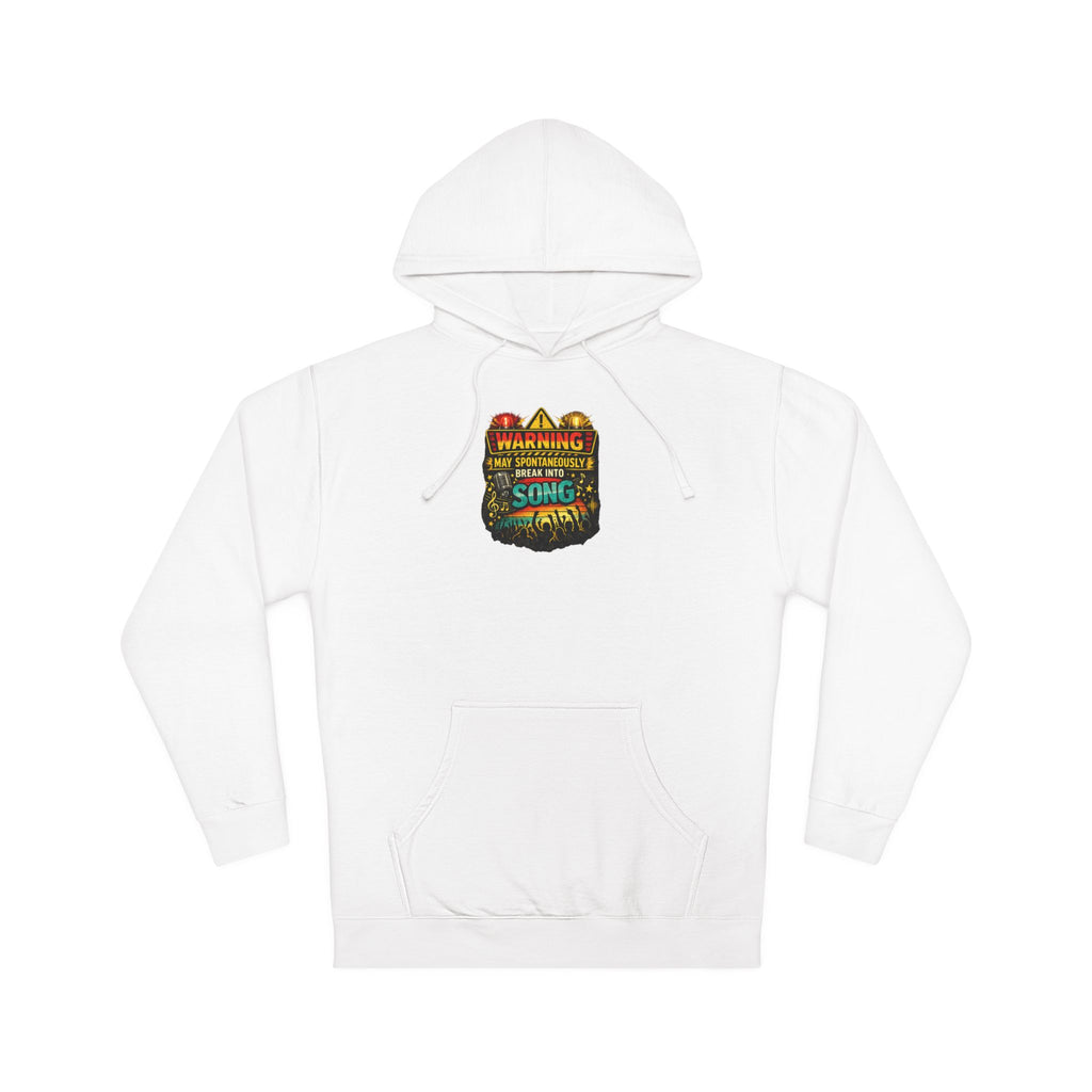 Hoodie — Retro 'Warning: May Break Into Song' Musical Graphic Pullover