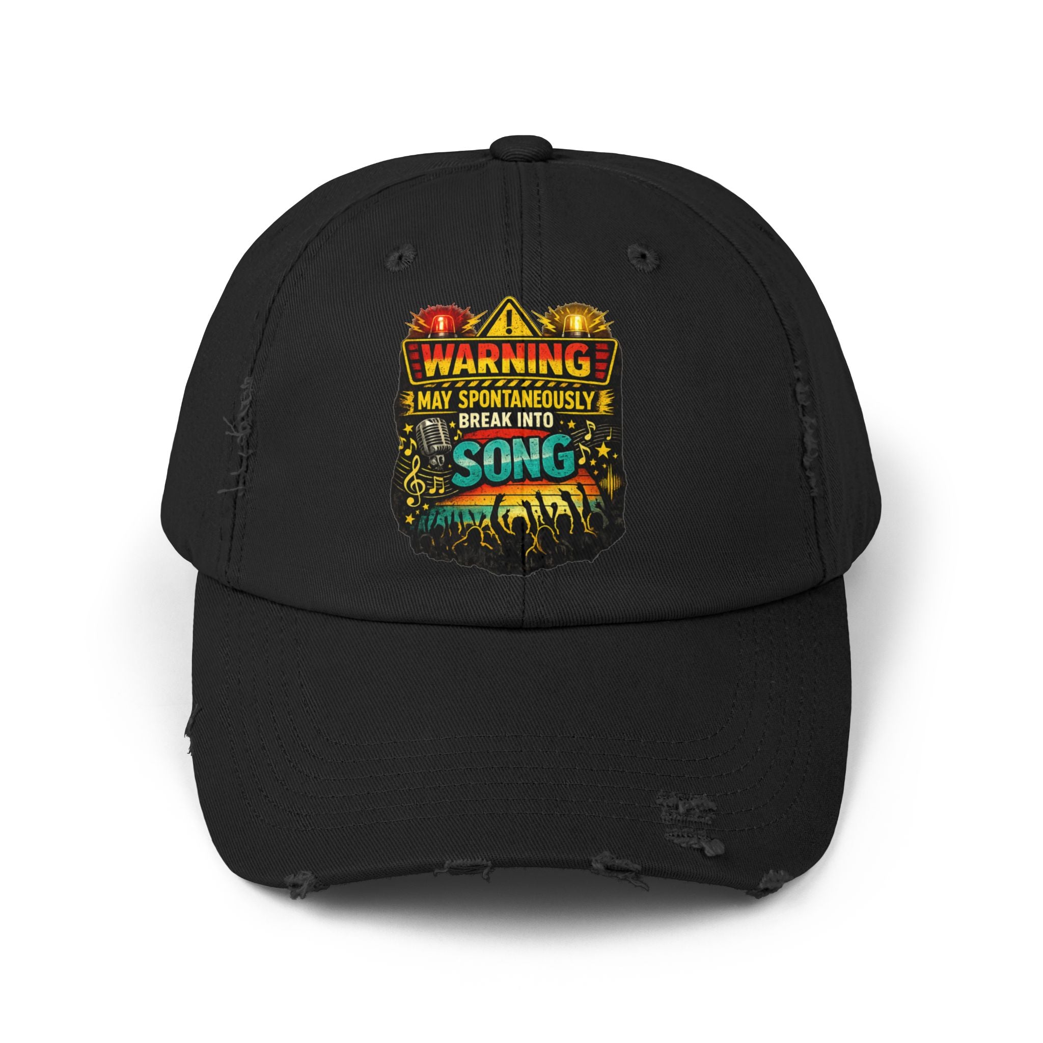 Distressed Cap — "Warning I May Spontaneously Break Into Song" Music Lover Hat