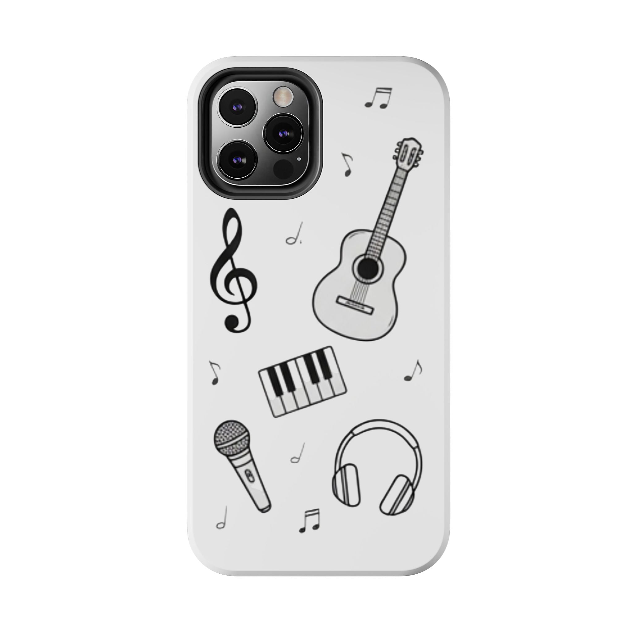 Black Music Icons Tough Phone Case | Guitar, Microphone, Keyboard, Headphones