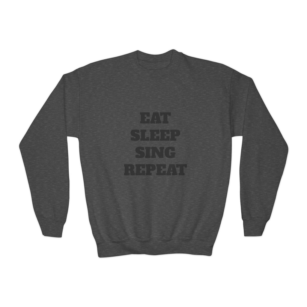 Youth Crewneck Sweatshirt – "Eat Sleep Sing Repeat" Kids Music Lover Pullover