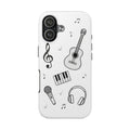 Black Music Icons Tough Phone Case | Guitar, Microphone, Keyboard, Headphones