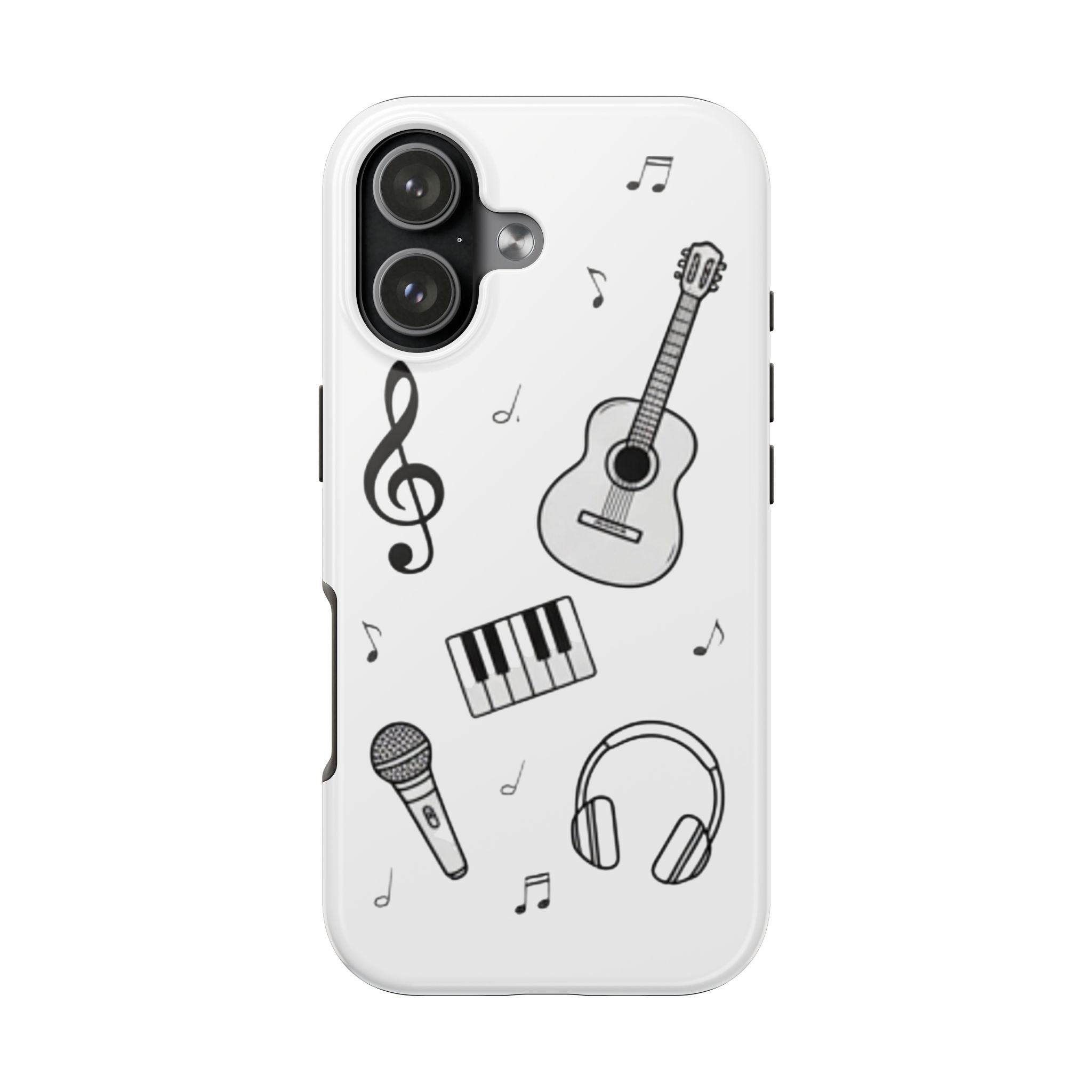 Black Music Icons Tough Phone Case | Guitar, Microphone, Keyboard, Headphones