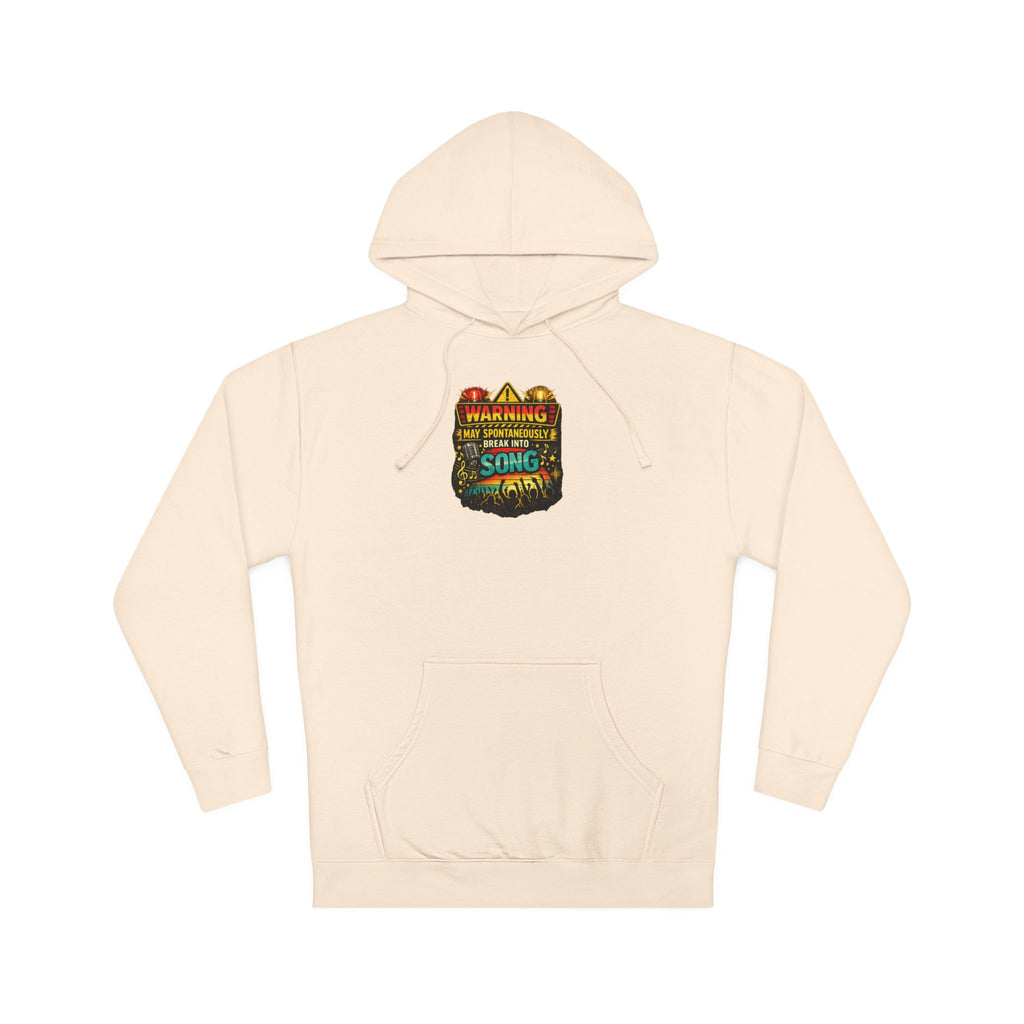 Hoodie — Retro 'Warning: May Break Into Song' Musical Graphic Pullover