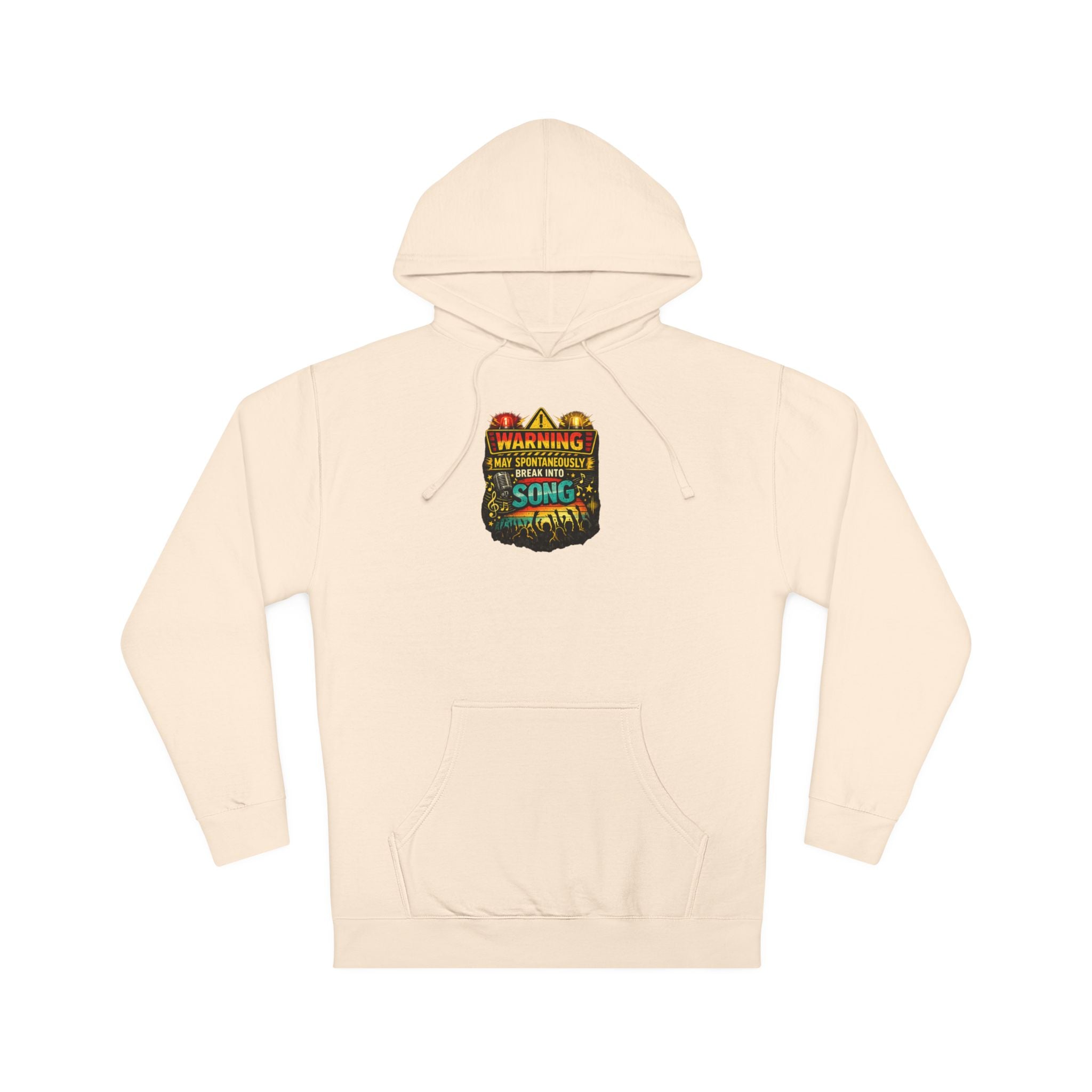 Hoodie — Retro 'Warning: May Break Into Song' Musical Graphic Pullover