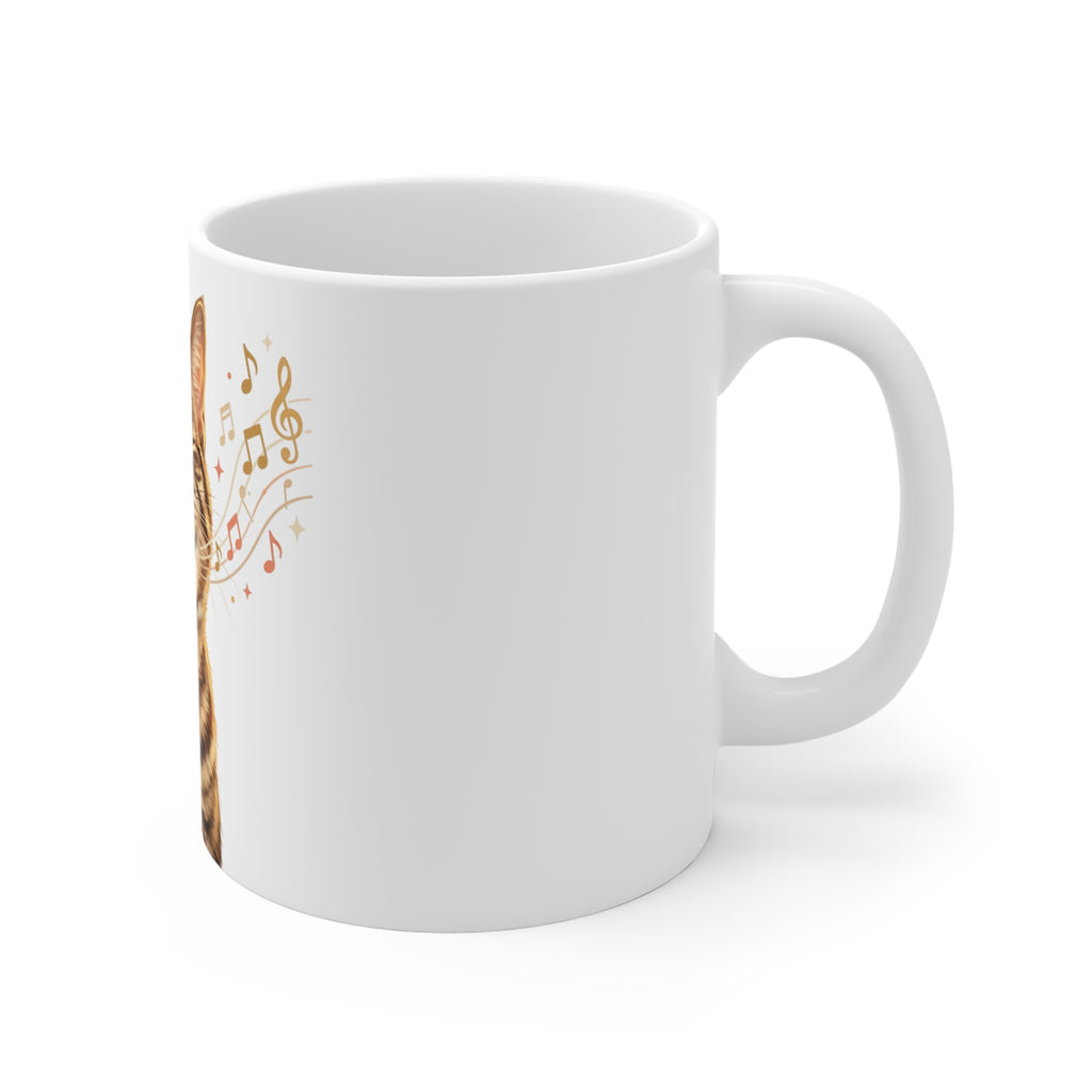 Singing Tabby Cat 11oz Coffee Mug — Cute Musical Cat Gift