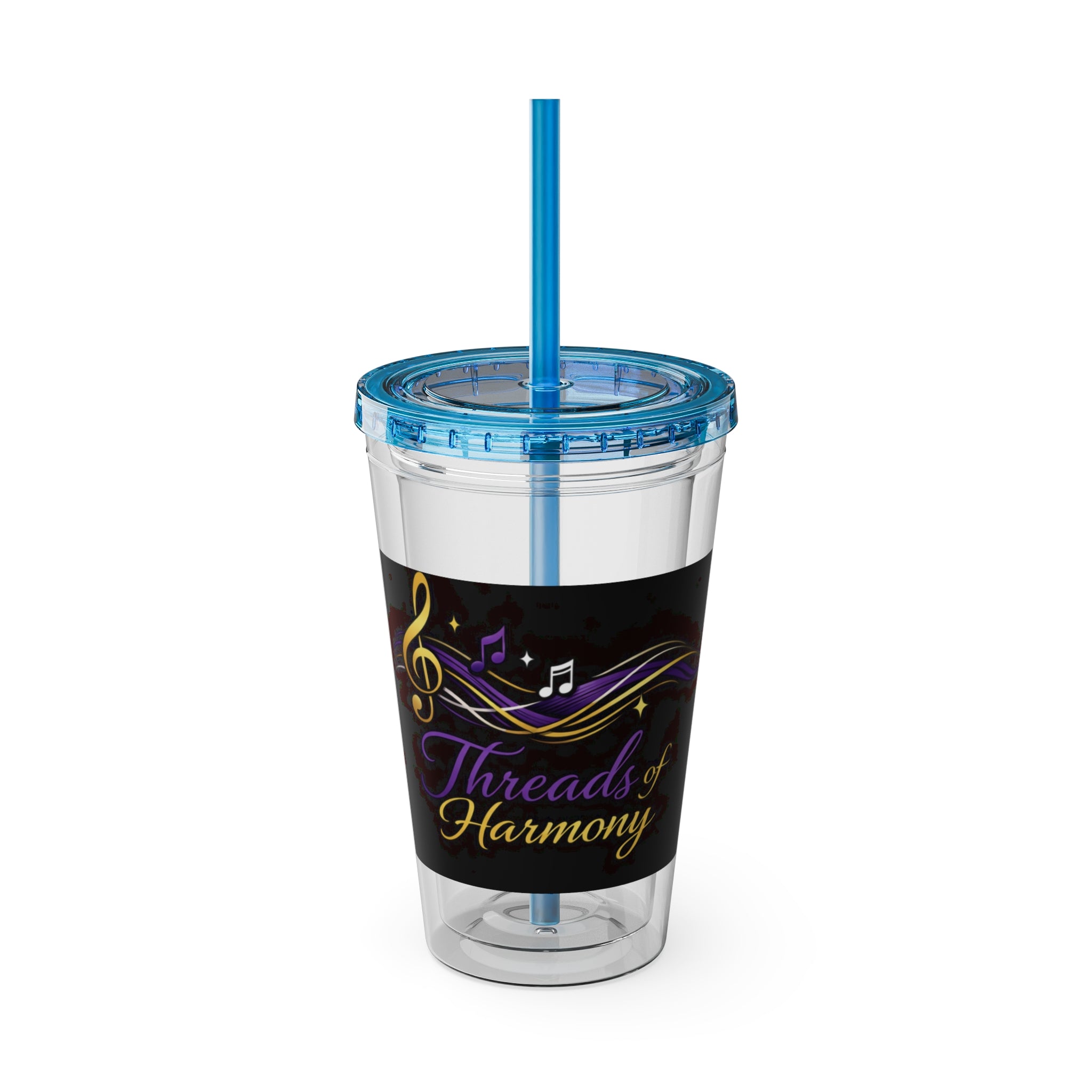 Thread & Harmony 16oz Tumbler with Straw – Music Note Graphic