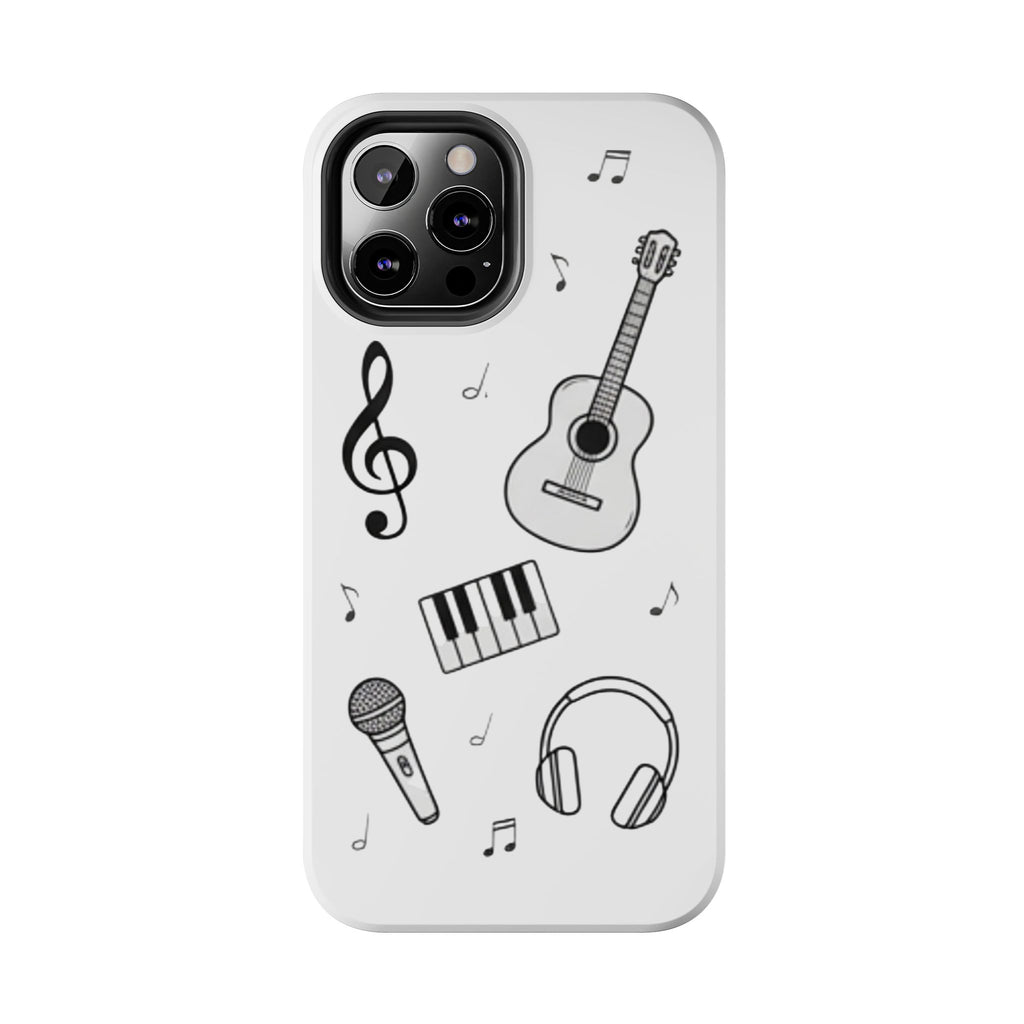 Black Music Icons Tough Phone Case | Guitar, Microphone, Keyboard, Headphones