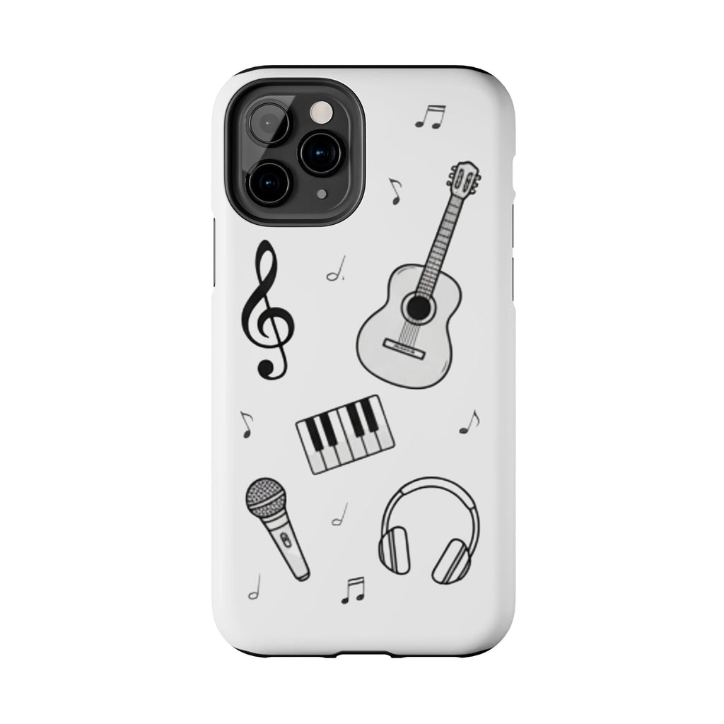 Black Music Icons Tough Phone Case | Guitar, Microphone, Keyboard, Headphones