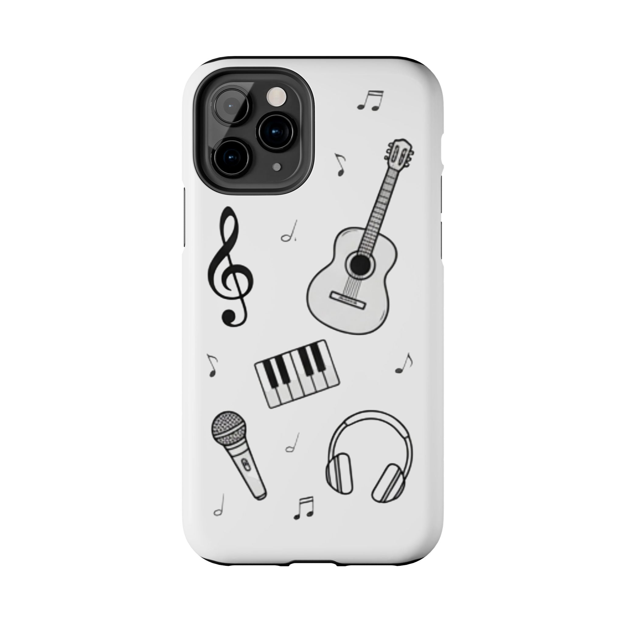 Black Music Icons Tough Phone Case | Guitar, Microphone, Keyboard, Headphones