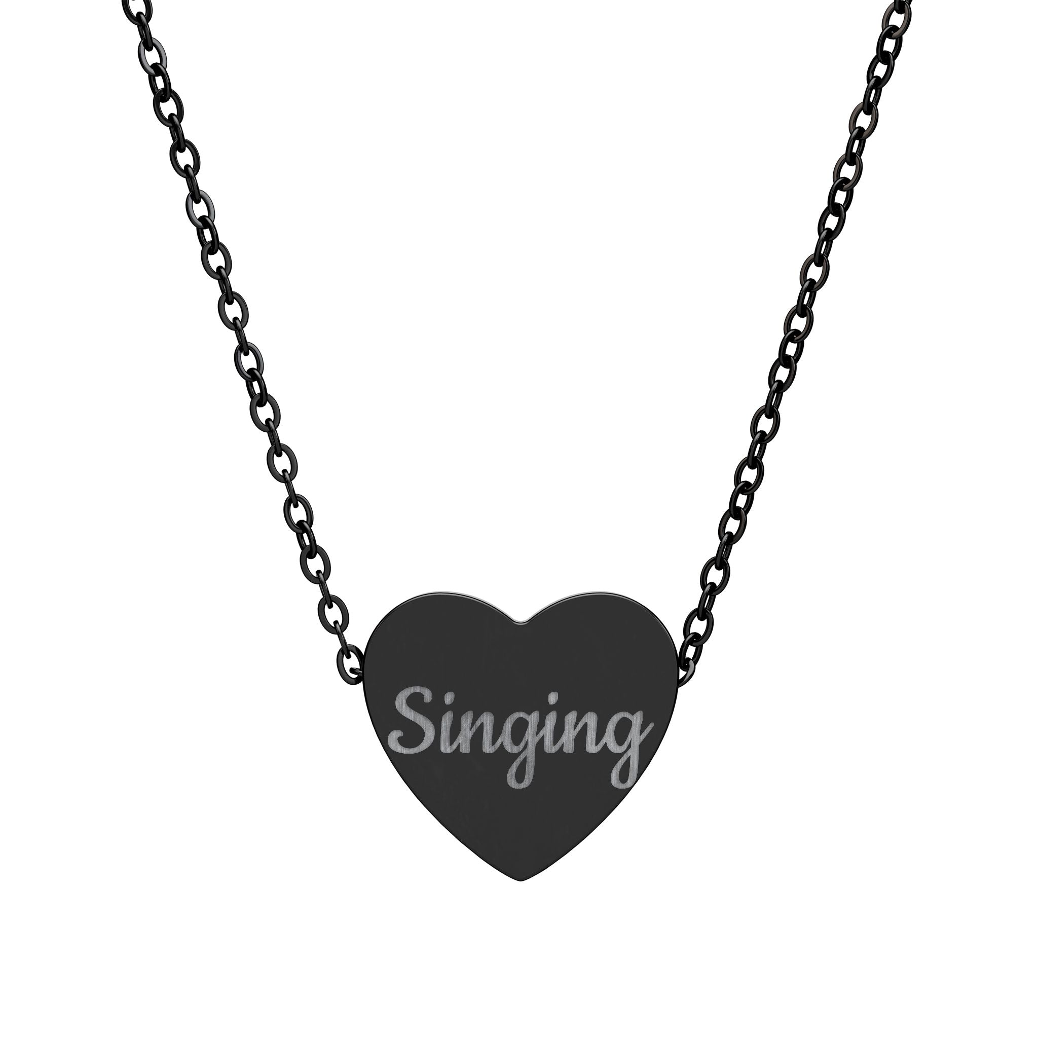 Engraved 'Singing' Heart Necklace — Personalized Music Lover Pendant