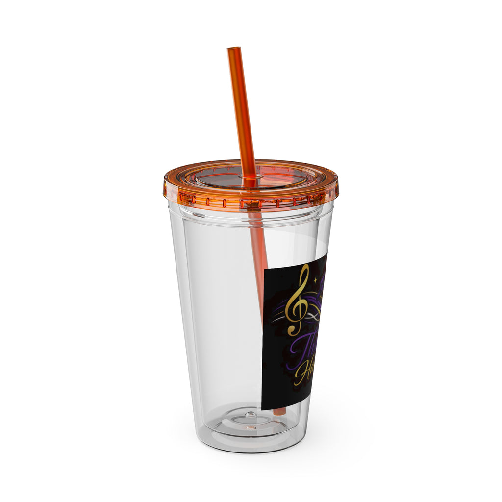 Thread & Harmony 16oz Tumbler with Straw – Music Note Graphic