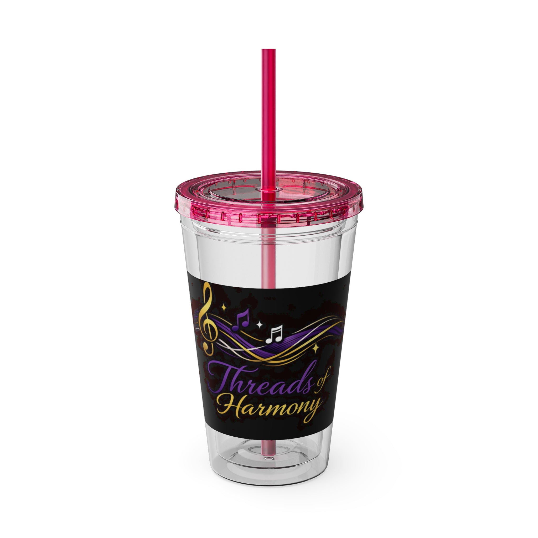 Thread & Harmony 16oz Tumbler with Straw – Music Note Graphic