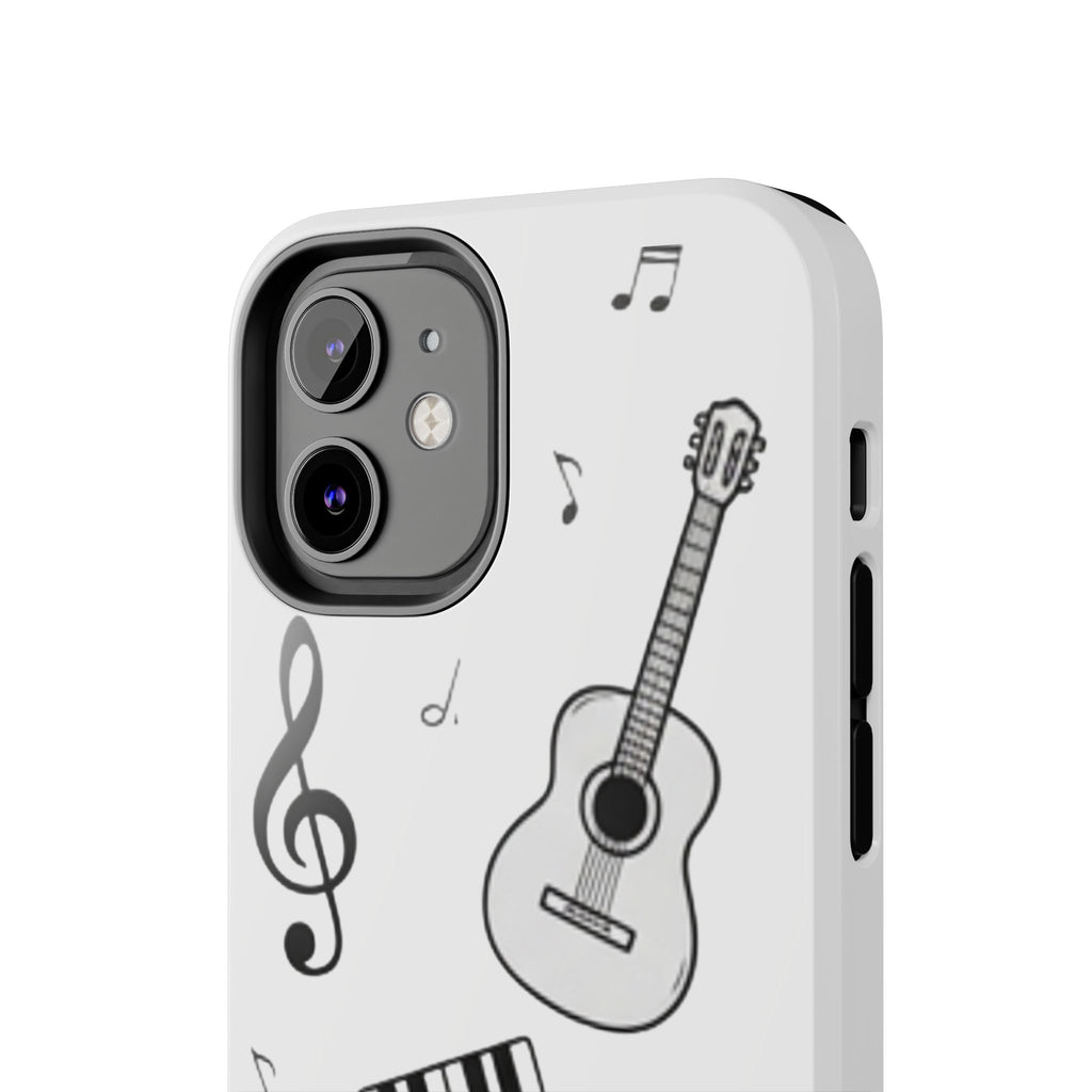 Black Music Icons Tough Phone Case | Guitar, Microphone, Keyboard, Headphones