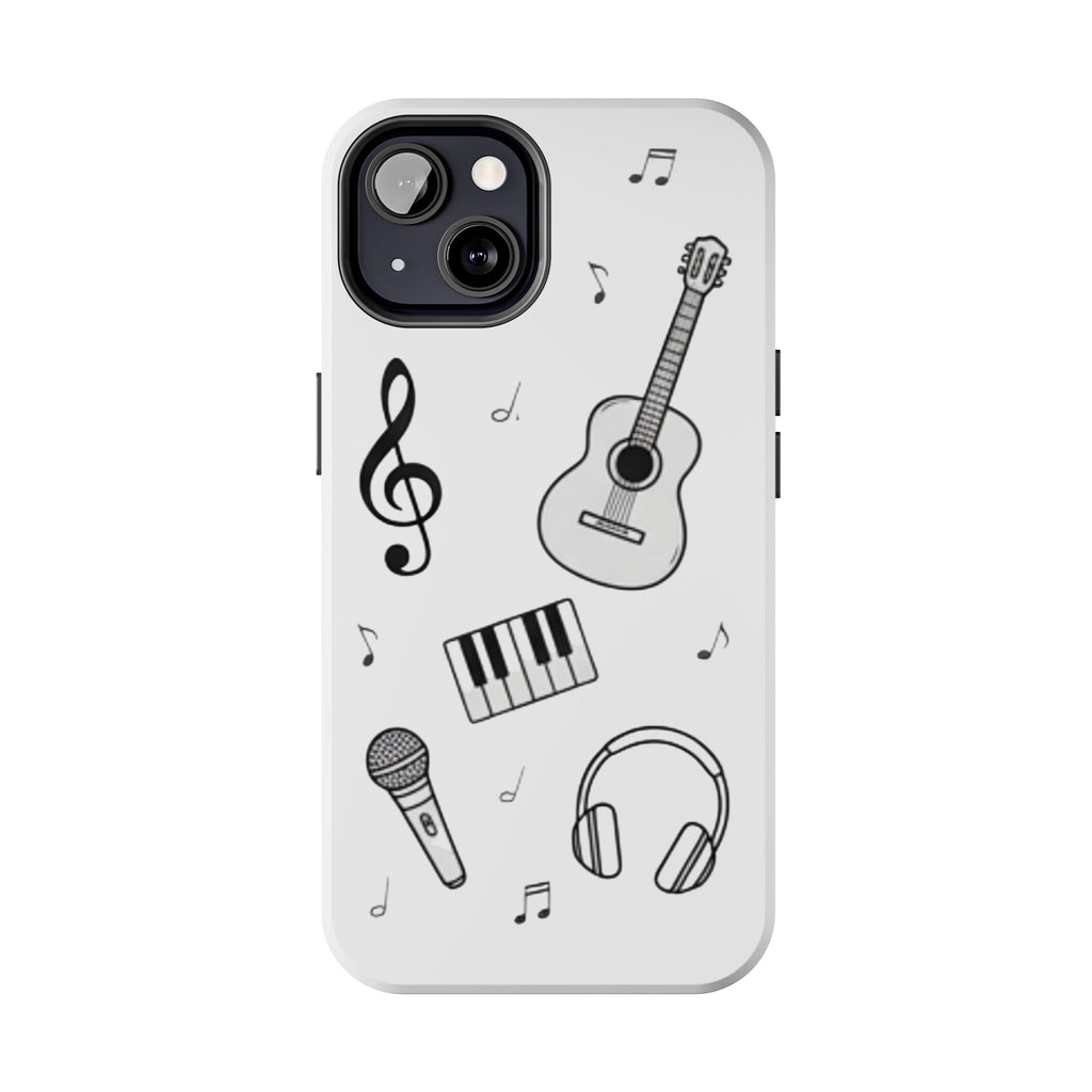 Black Music Icons Tough Phone Case | Guitar, Microphone, Keyboard, Headphones