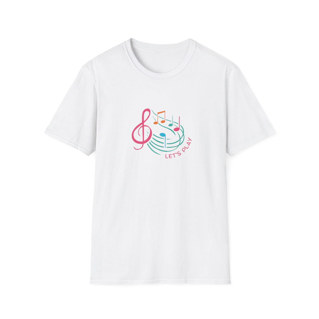 Let's Play Music T-Shirt — Colorful Treble Clef & Notes Graphic
