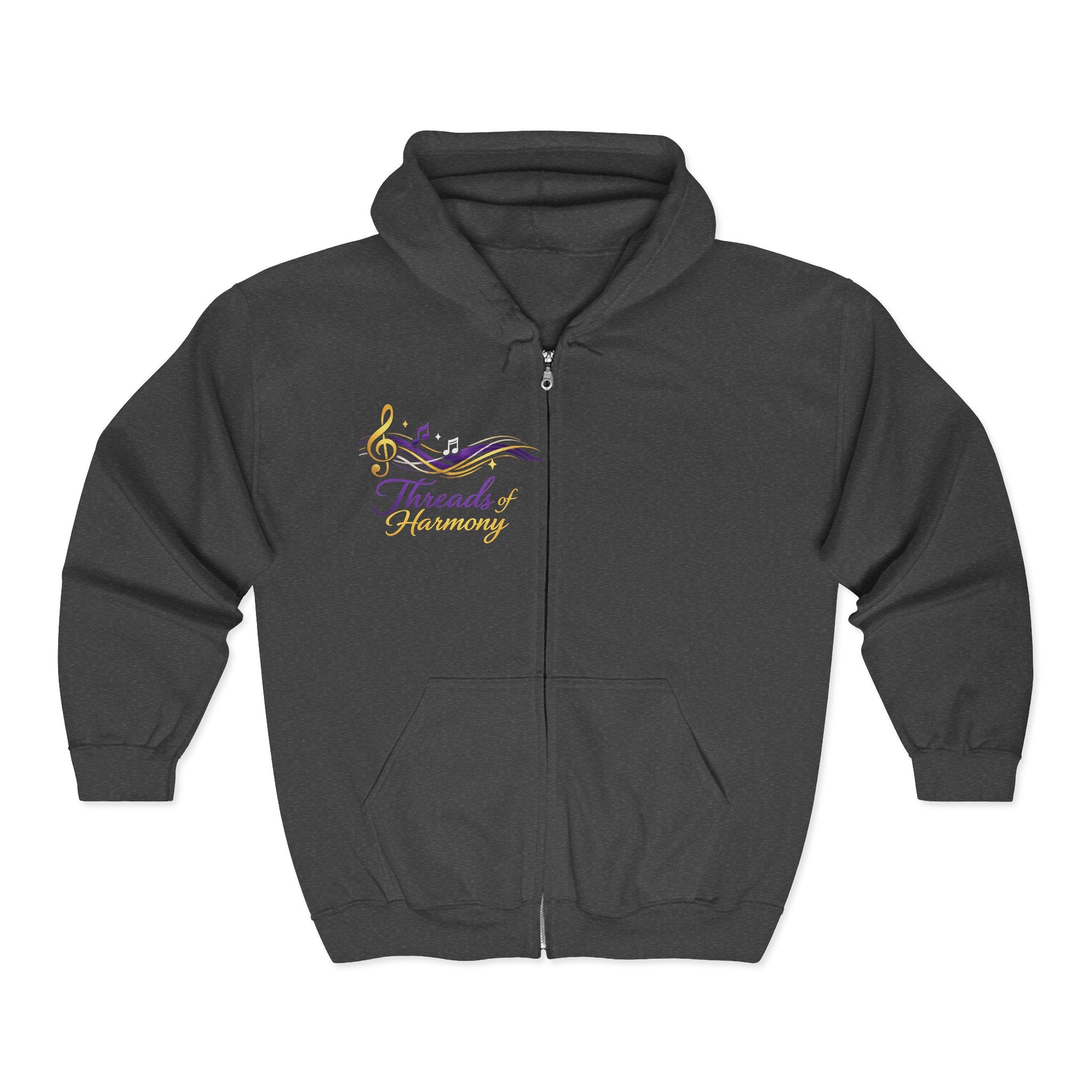 Threads of Harmony Zip Hoodie — Music Note Choir Apparel