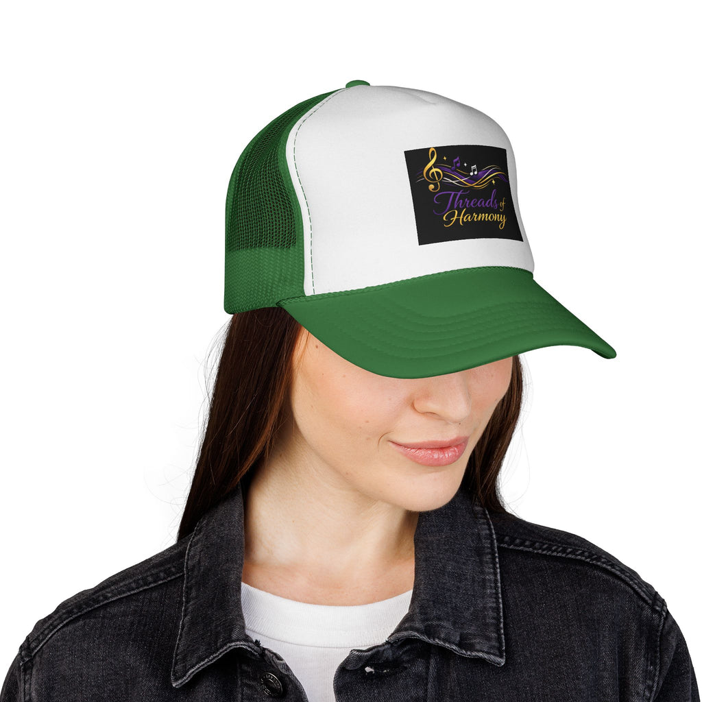 Trucker Cap — "Threads of Harmony" Music Note Embroidered Mesh Hat