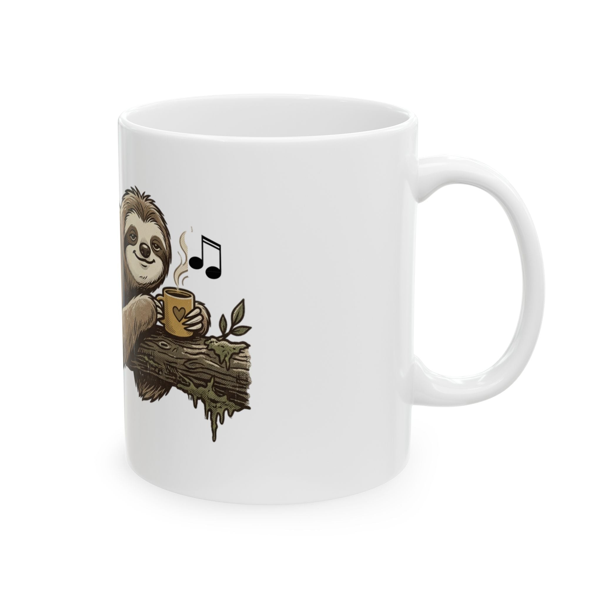 Sloth Coffee Mug — Cute Relaxed Sloth Illustration Ceramic Tea Cup (11oz, 15oz)
