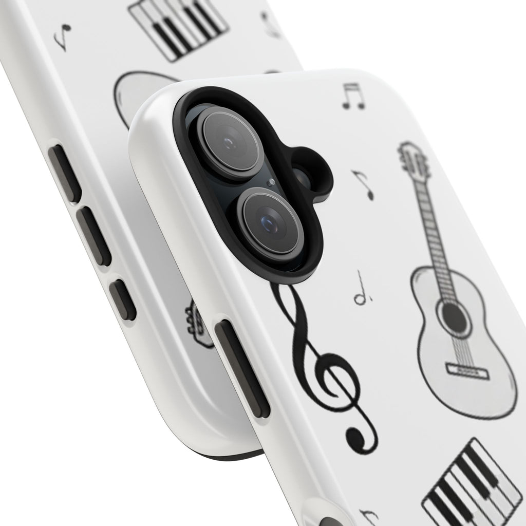 Black Music Icons Tough Phone Case | Guitar, Microphone, Keyboard, Headphones